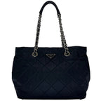 Prada Tote Chainto Black Nero Tessuto — view 2