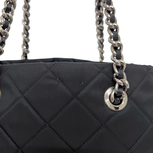 Prada Tote Chainto Black Nero Tessuto — view 8