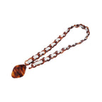 Chanel Plastic Leather Chain Belt 84.5 CC Logo Tortoiseshell Pattern White Brown — view 3