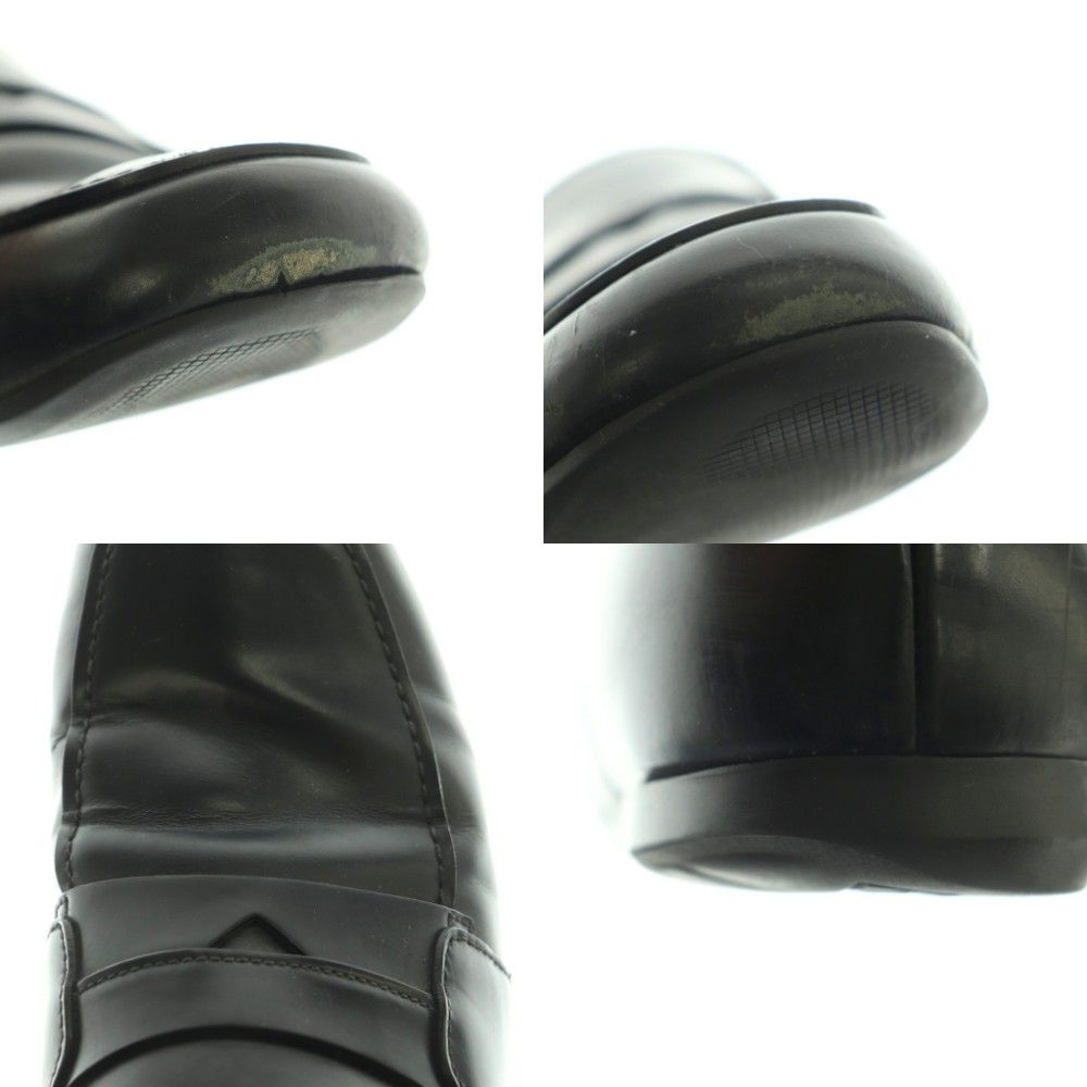 Prada Brushed Leather Loafers Moccasins Cowhide 6 Black — view 9