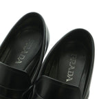 Prada Brushed Leather Loafers Moccasins Cowhide 6 Black — view 4