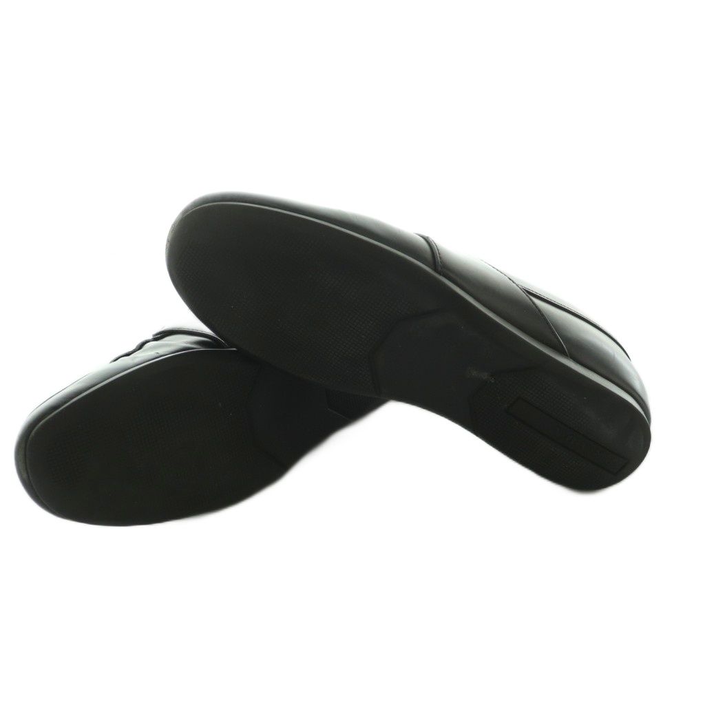 Prada Brushed Leather Loafers Moccasins Cowhide 6 Black — view 6