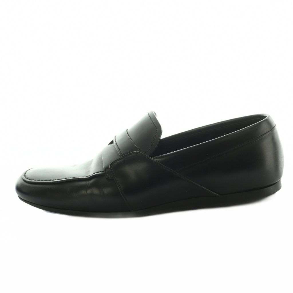 Prada Brushed Leather Loafers Moccasins Cowhide 6 Black — view 2