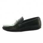 Prada Brushed Leather Loafers Moccasins Cowhide 6 Black — view 2