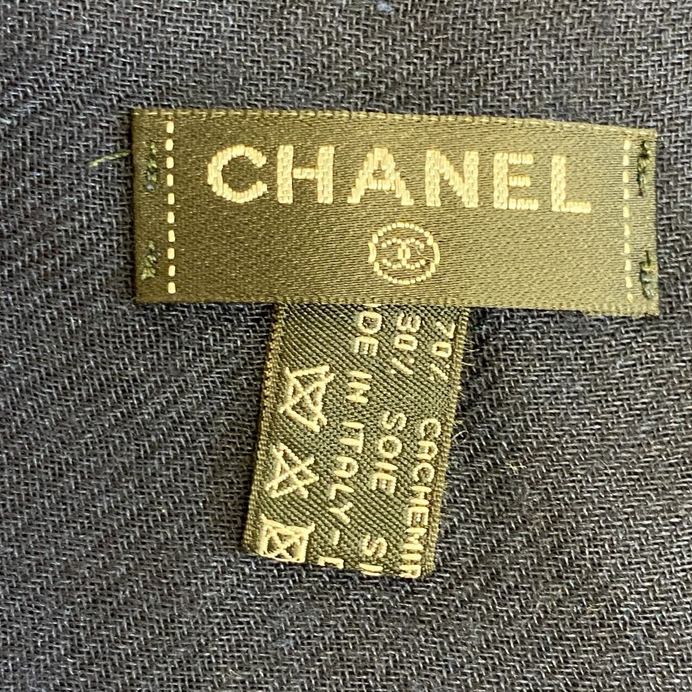 Chanel Scarf Shawl Cashmere Navy — view 6
