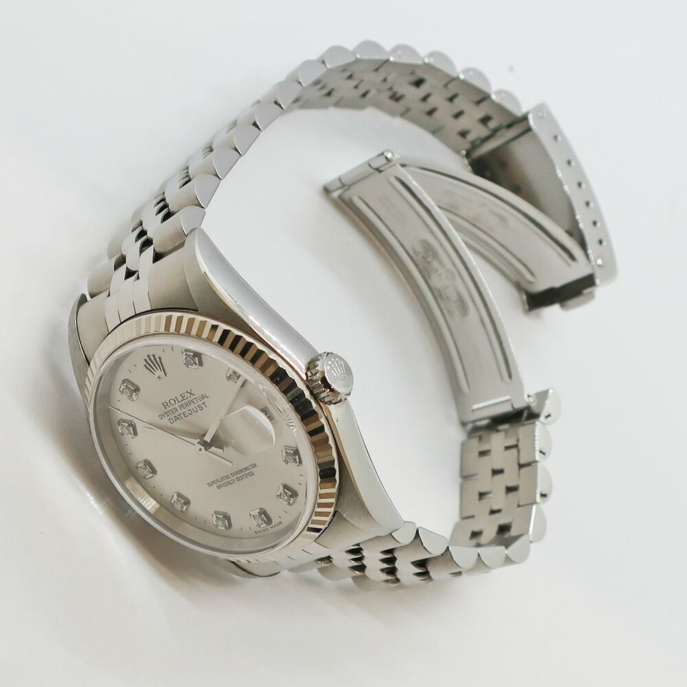 Rolex Datejust 36 No Silver Diamond SS WG Watch Automatic Winding — view 9