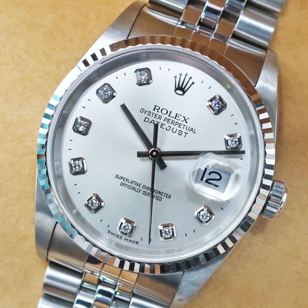 Rolex Datejust 36 No Silver Diamond SS WG Watch Automatic Winding — view 2