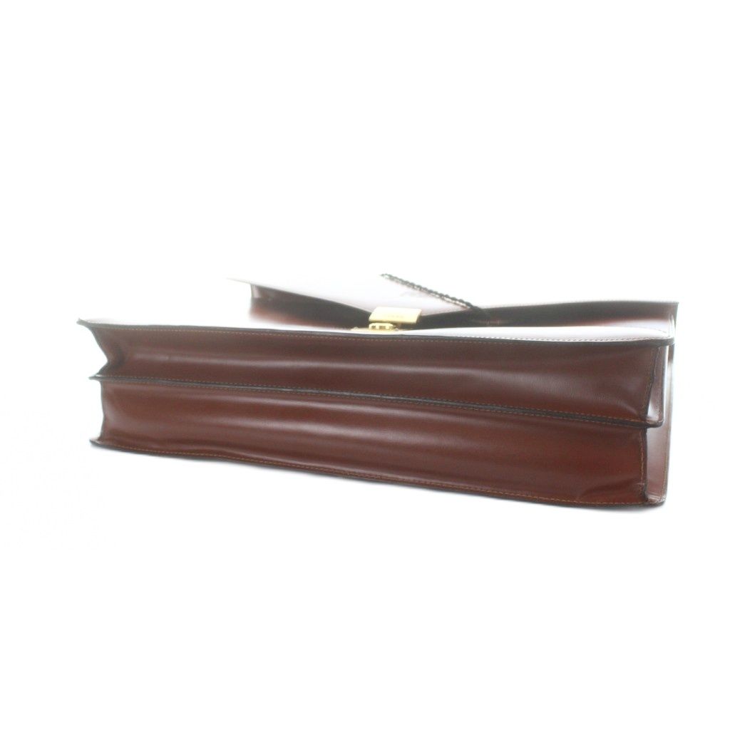 Loewe Business Briefcase Document Purse Leather Logo Gold Brown — view 5