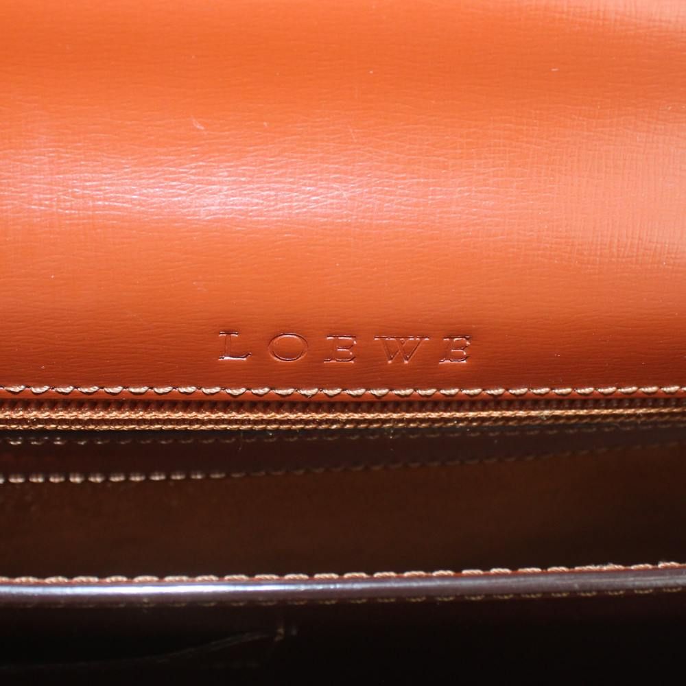 Loewe Business Briefcase Document Purse Leather Logo Gold Brown — view 6