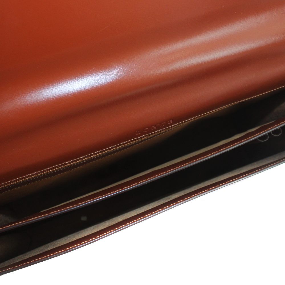 Loewe Business Briefcase Document Purse Leather Logo Gold Brown — view 7