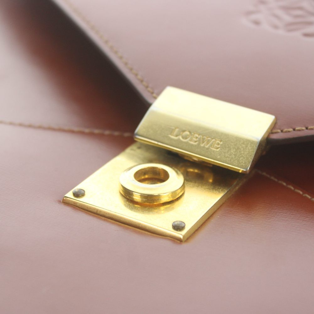 Loewe Business Briefcase Document Purse Leather Logo Gold Brown — view 8