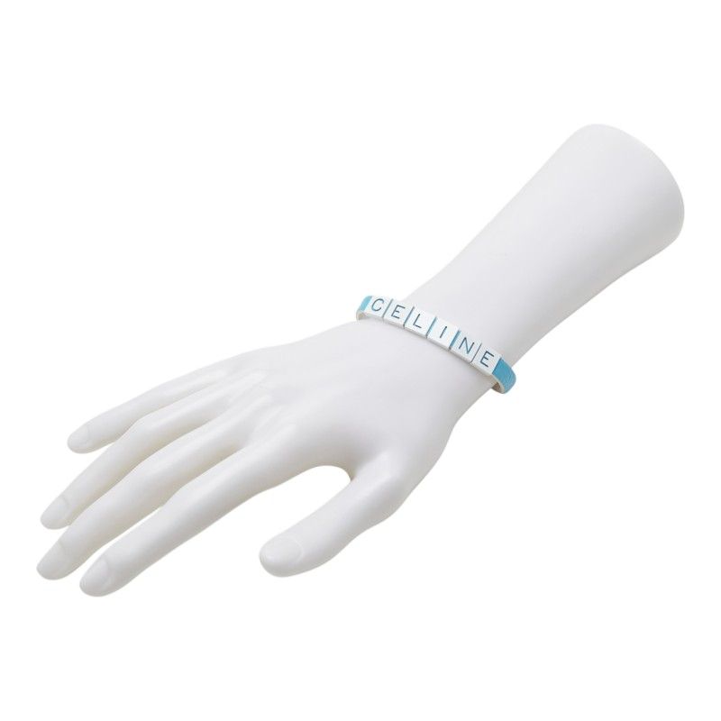 Celine Logo Blue White Leather Bracelet — view 6