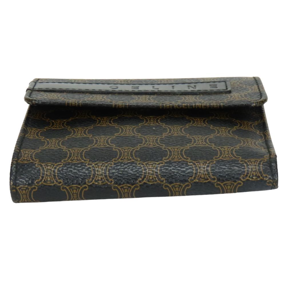 Celine Trifold Wallet Macadam Leather Brown Black Clasp Compact — view 3