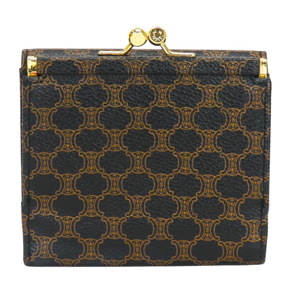 Celine Trifold Wallet Macadam Leather Brown Black Clasp Compact — view 2