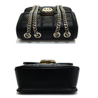 Gucci Deco Mini Shoulder Bag Interlocking Leather Black Gold Silver — view 3