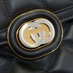 Gucci Deco Mini Shoulder Bag Interlocking Leather Black Gold Silver — view 6
