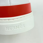 Hermes Deep Logo Stitch Sneakers Leather White Orange — view 5