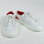Hermes Deep Logo Stitch Sneakers Leather White Orange — view 6