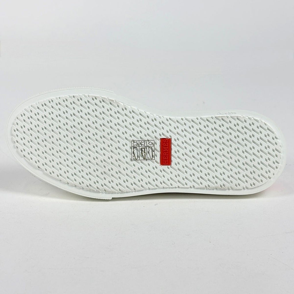 Hermes Deep Logo Stitch Sneakers Leather White Orange — view 2