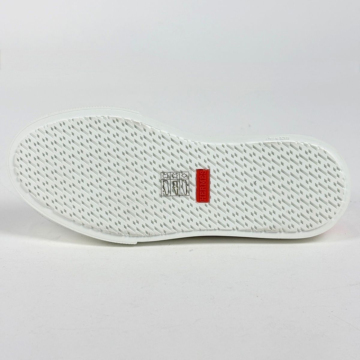 Hermes Deep Logo Stitch Sneakers Leather White Orange — view 2