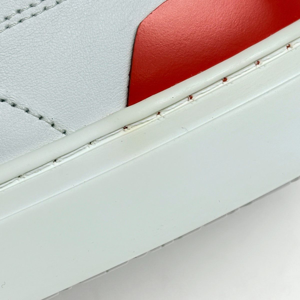 Hermes Deep Logo Stitch Sneakers Leather White Orange — view 4