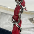 Chanel CC Logo Chain Tote No5 Choco Bar Canvas Navy Silver — view 6