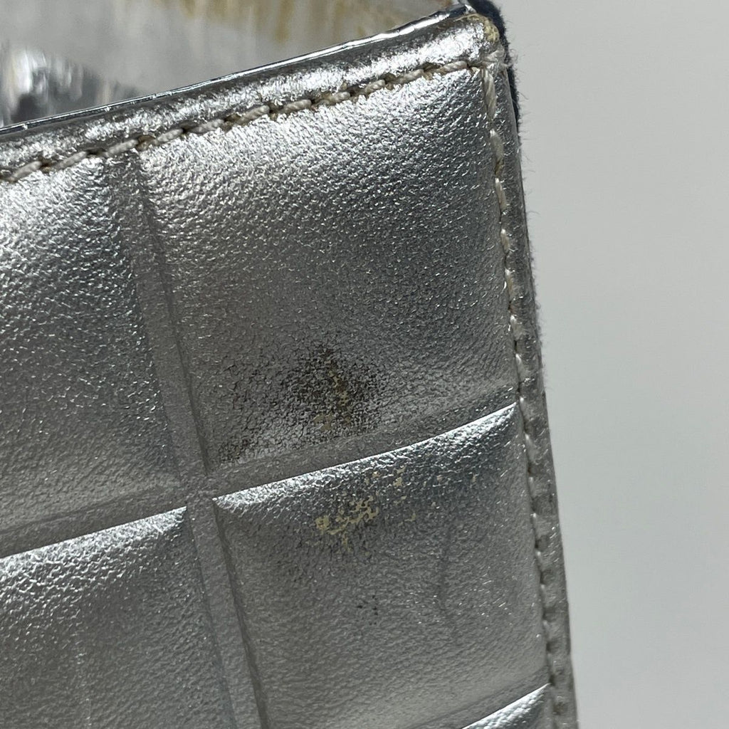 Chanel CC Logo Chain Tote No5 Choco Bar Canvas Navy Silver — view 5