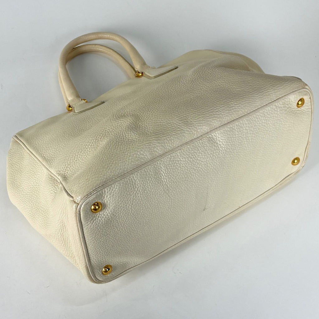 Prada Logo Tote Leather Ivory — view 2