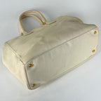 Prada Logo Tote Leather Ivory — view 2