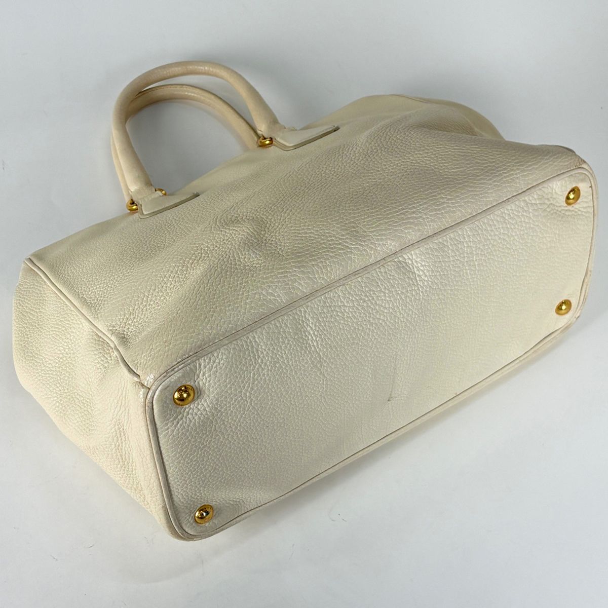 Prada Logo Tote Leather Ivory — view 2
