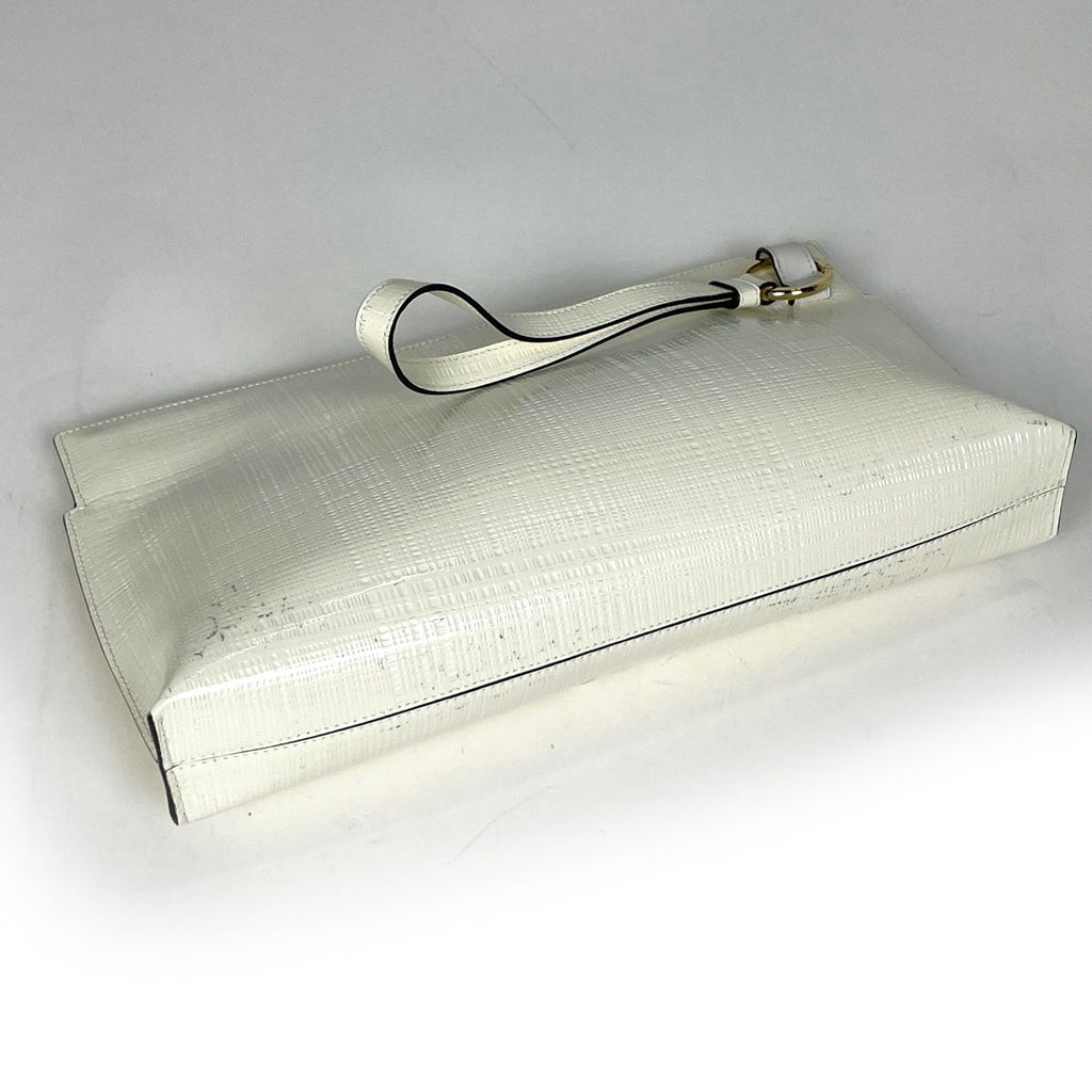 Loewe Anagram Clutch Logo Second Pouch Double Mechano Pin Patent Leather Ivory — view 2