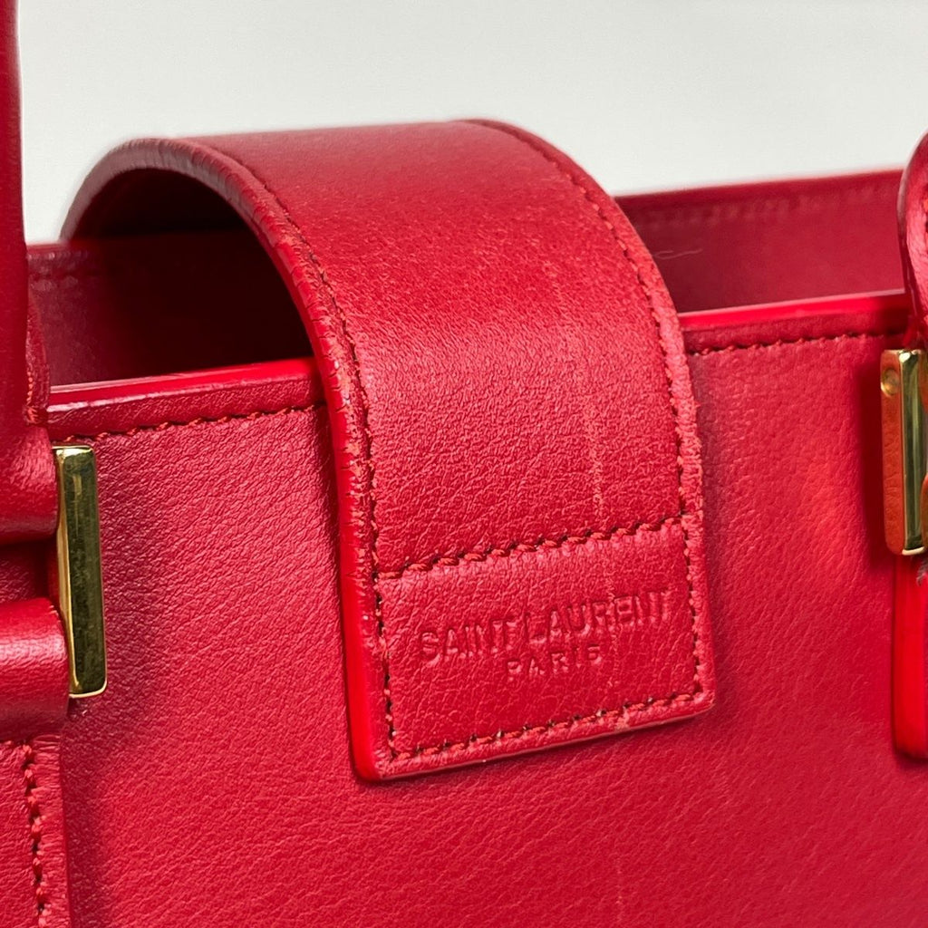 Saint Laurent Paris Baby Cabas 2-Way Shoulder Bag Leather Red — view 6
