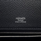 Hermes Shoulder Bag Black Silver Toile Ash Taurillon Legato — view 7