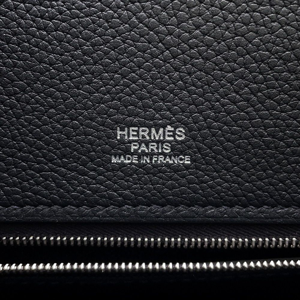 Hermes Shoulder Bag Black Silver Toile Ash Taurillon Legato — view 7