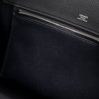 Hermes Shoulder Bag Black Silver Toile Ash Taurillon Legato — view 6