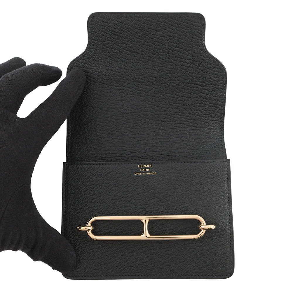 Hermes Wallet Roulis Slim Black Gold Chevre Misor — view 4