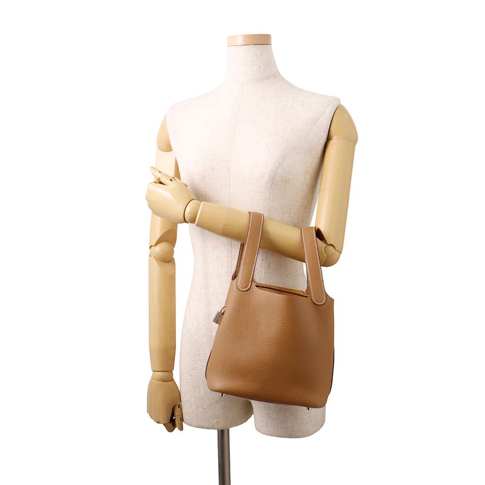 Hermes Handbag Picotin Lock PM Gold Silver Taurillon Clemence — view 4