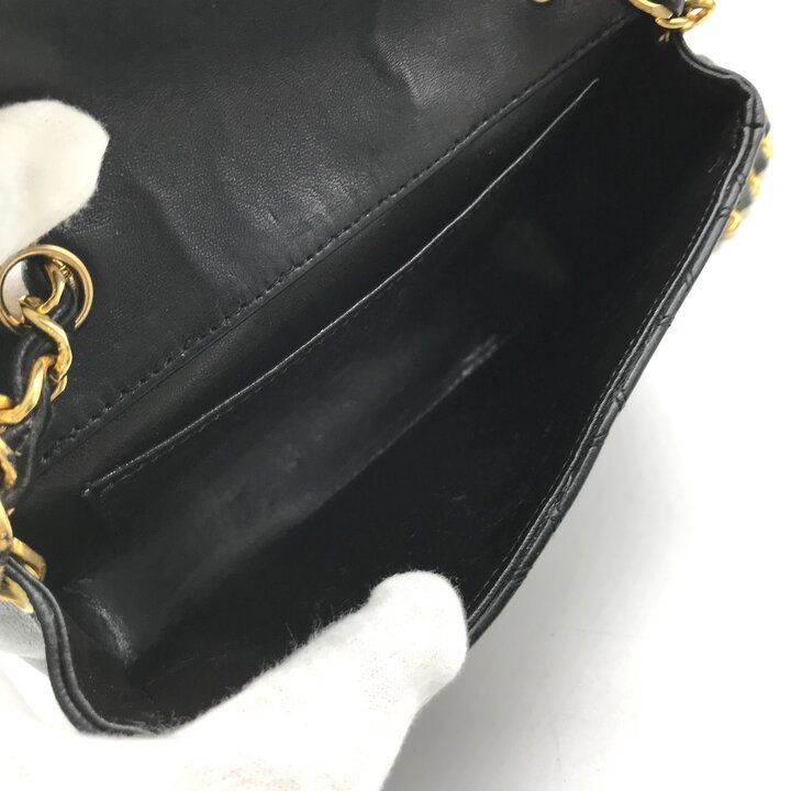 Chanel Big CC Logo Bicolor Lambskin Chain Shoulder Bag Black Purse — view 9