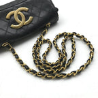 Chanel Big CC Logo Bicolor Lambskin Chain Shoulder Bag Black Purse — view 7