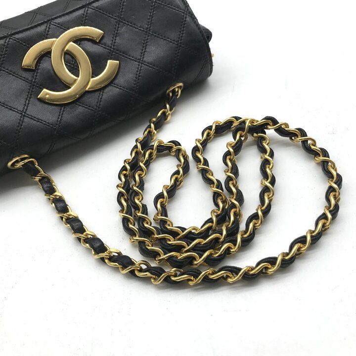 Chanel Big CC Logo Bicolor Lambskin Chain Shoulder Bag Black Purse — view 7