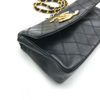 Chanel Big CC Logo Bicolor Lambskin Chain Shoulder Bag Black Purse — view 5