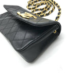 Chanel Big CC Logo Bicolor Lambskin Chain Shoulder Bag Black Purse — view 6