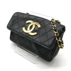 Chanel Big CC Logo Bicolor Lambskin Chain Shoulder Bag Black Purse — view 2