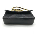 Chanel Big CC Logo Bicolor Lambskin Chain Shoulder Bag Black Purse — view 4