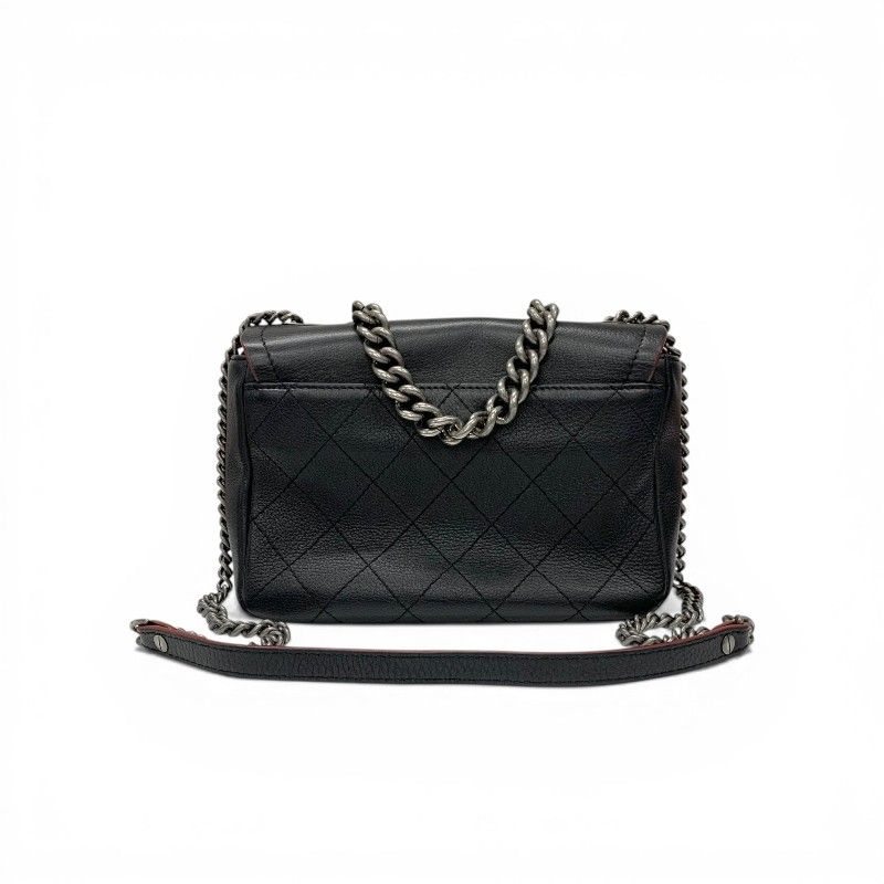 Chanel Shoulder Bag Black Red Silver Axic CC Logo Quilted Turnlock Single Flap — view 3