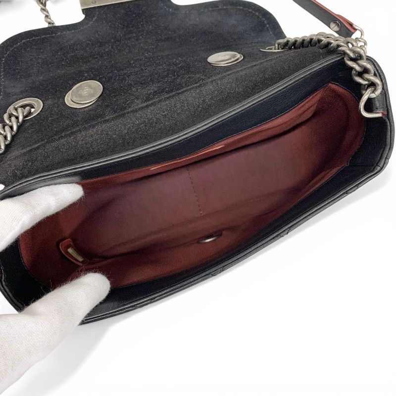 Chanel Shoulder Bag Black Red Silver Axic CC Logo Quilted Turnlock Single Flap — view 7
