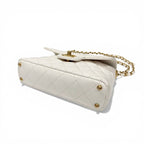 Chanel Shoulder Bag White Gold Quilted Small Flap Top Handle Turnlock CC Logo — view 4