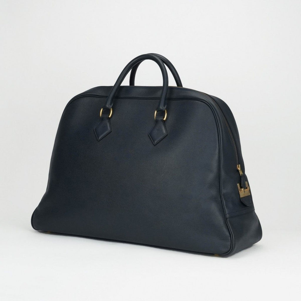Hermes Sampron Tote Shoulder Bag Courchevel Navy Blue Gold — view 2