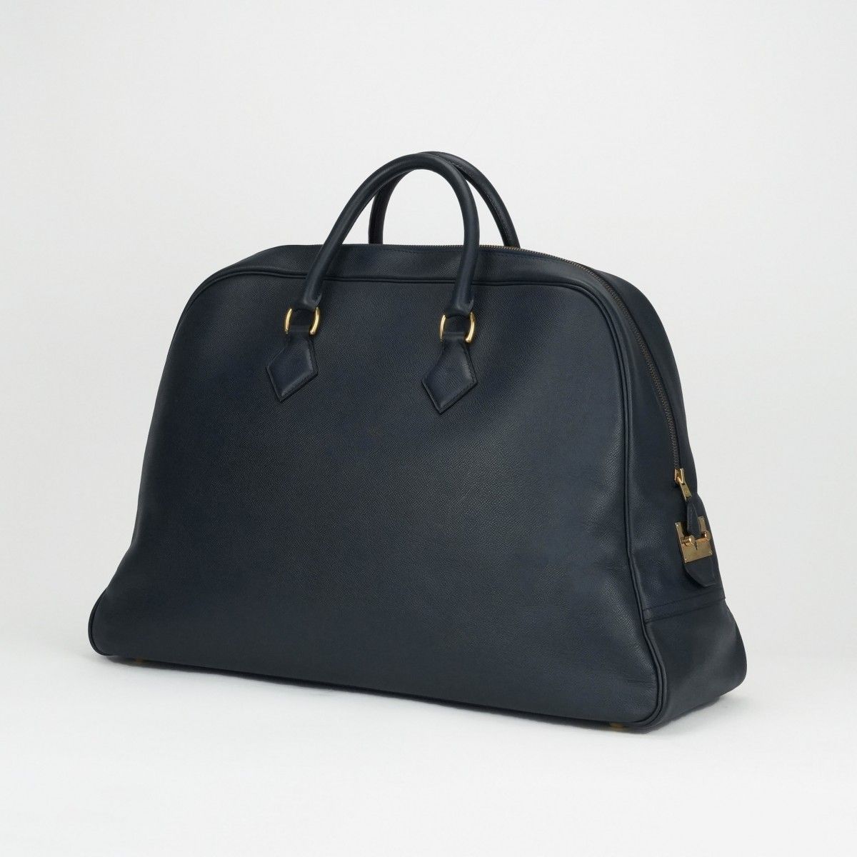 Hermes Sampron Tote Shoulder Bag Courchevel Navy Blue Gold — view 2