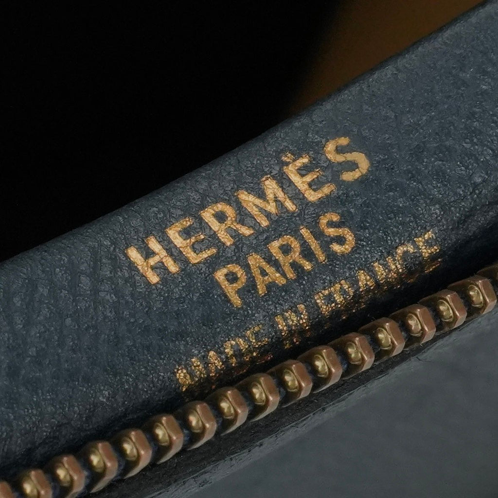 Hermes Sampron Tote Shoulder Bag Courchevel Navy Blue Gold — view 8